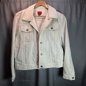 Chaps Women's White Classic Denim Jacket Large